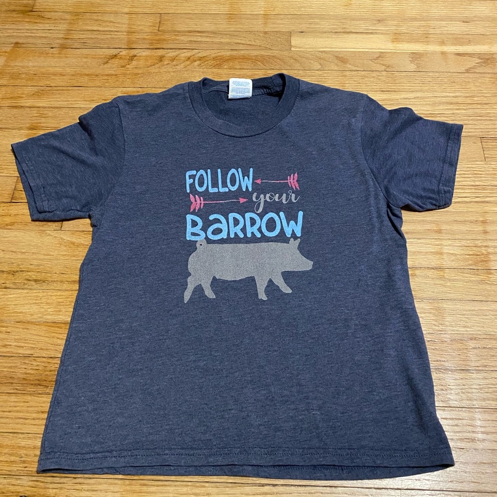Fallow your Barrow girl tshirt Youth Small Pig